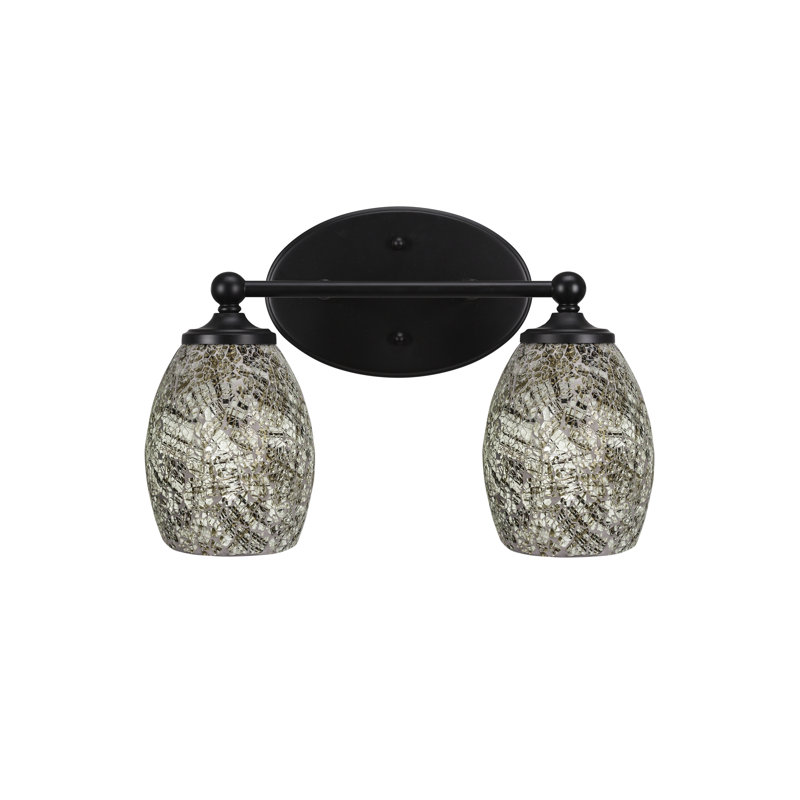 Bar Capri Light pour salle de bain avec verre fusion naturel, Noir mat, 2