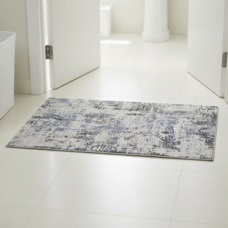 Tapis paillasson abstrait / gris Payas, Rectangulaire 2 pi x 3 pi