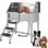 Station de lavage pour chien professionnel, baignoire de toilettage pour animaux de compagnie en acier inoxydable de 38 po avec porte coulissante, marches antidérapantes, robinet, pomme de douche et baignoire porte-savon, pour chiens de taille moyenne et petite, supporte 220 lb