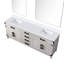 Meuble-lavabo double en chêne blanc avec comptoir en marbre de culture fine et miroirs - comptoir de 80 po x 22 po et comptoir de 36 po