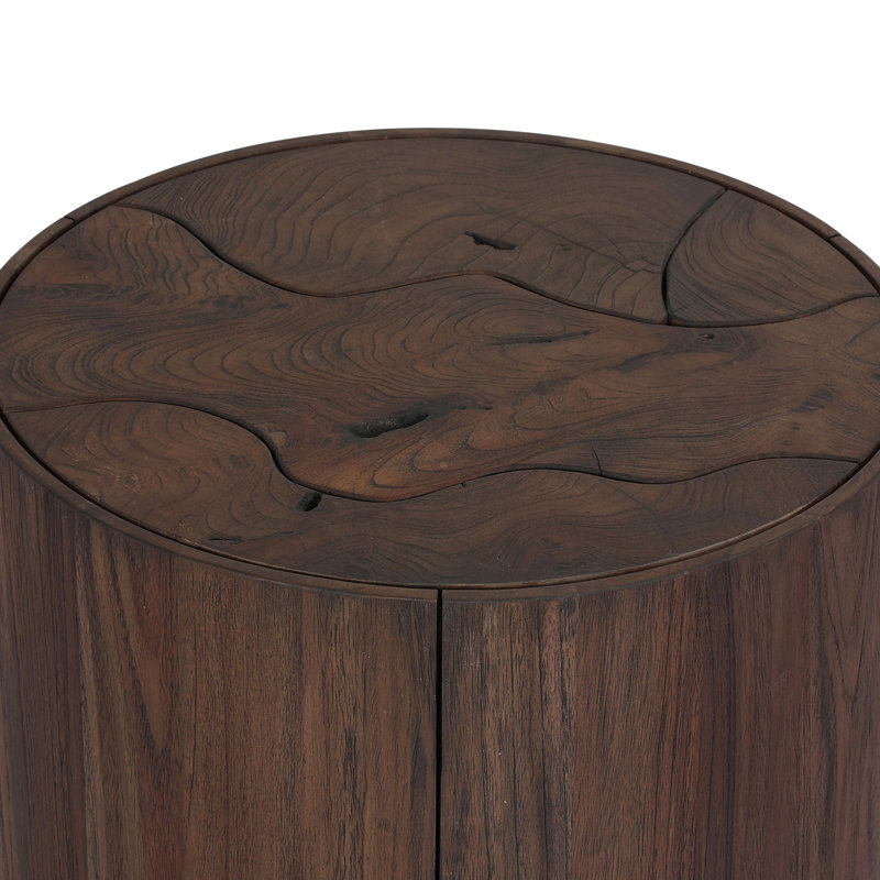 Ridge Outdoor End Table-Stained Saddle Brown