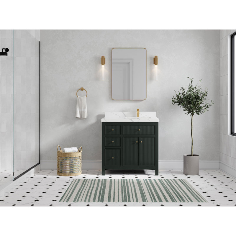 Ensemble de meuble-lavabo simple 36 po Sonoma, Forêt foncée, Calacatta Laza