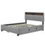 Lit plateforme tapissier avec tête de lit avec rangement, lit gigogne simple TG, 2 tiroirs et ensemble de prises et ports USB, tissu en lin-1751270236-1751270210