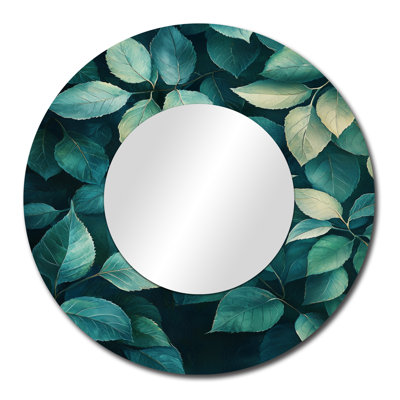Emerald Green Leaves Lush Layers I - Traditional Wall Mirror Art - Printed On Metal