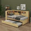 Lit de jour simple en bois multifonctionnel avec tablettes, stations de charge USB et lit gigogne extensible-1091049070