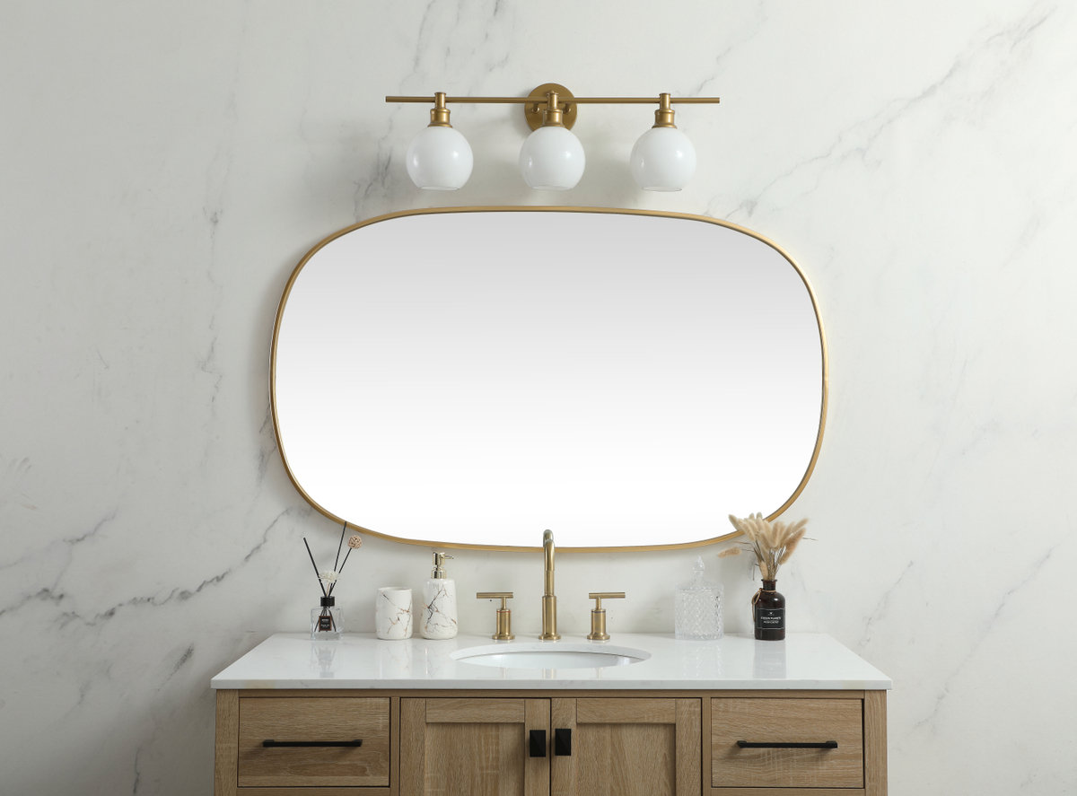 Bertin Metal Oval Wall Mirror, Brass, 48"  x 30" 