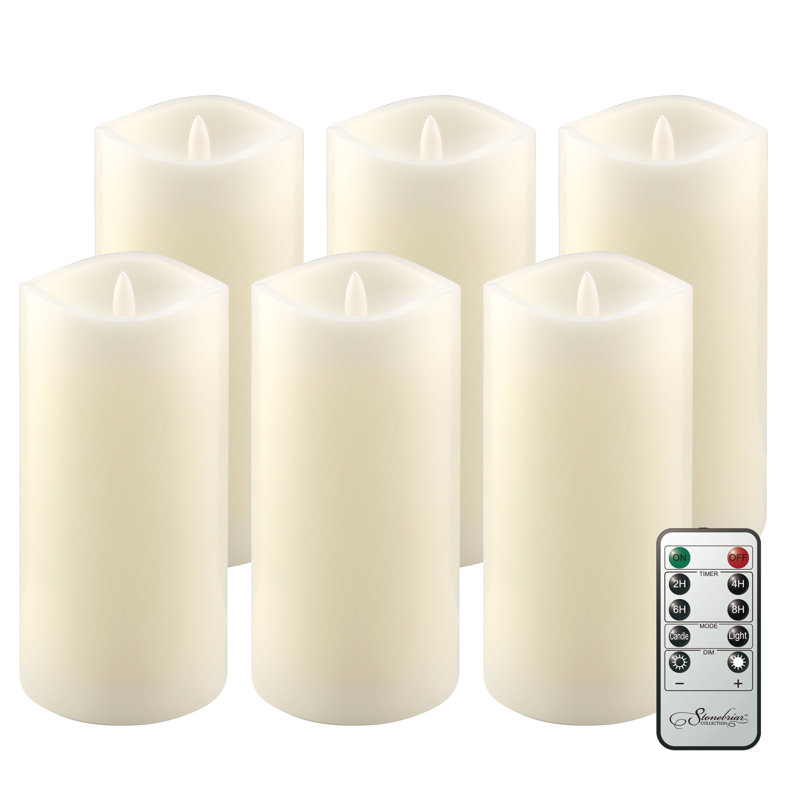 Ensemble de bougies pilier 6 pièces Jhara, Crème, H 6 po x l 3 po x P 3 po