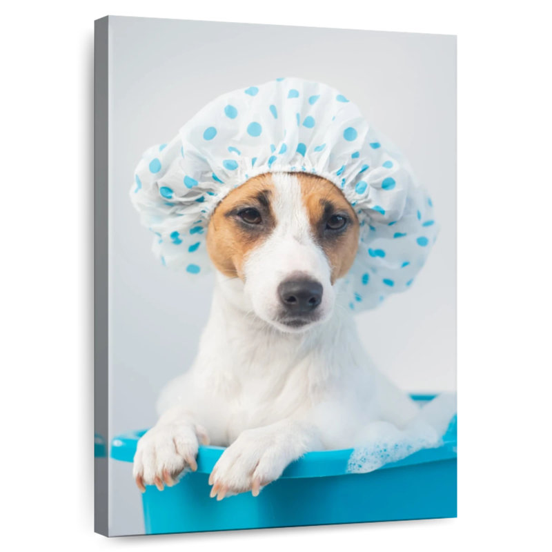 Ketti Terrier In Blue Bath, 48" H x 32" W