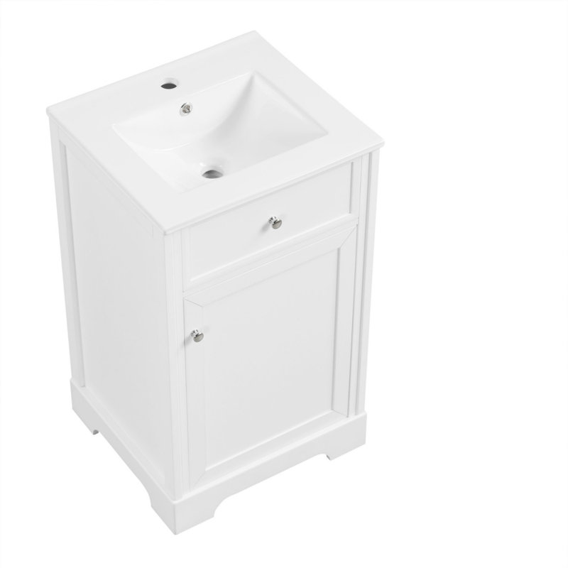 20" Bathroom Vanity with Sink, Blanc