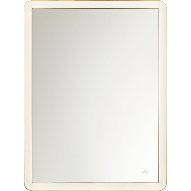 Chopin Rectangular Illuminated Mirror, 48" H x 36" W x 1.5" D, Burnished Brass