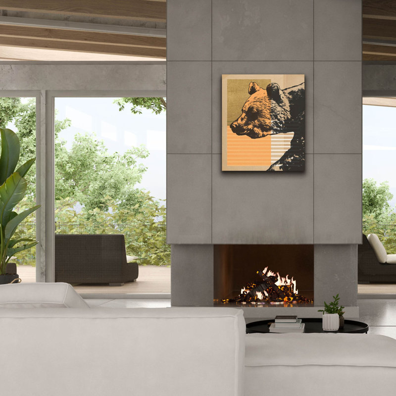  «Gold Geometric Bear 1» par Alonzo Saunders, art mural sur toile, 26 po x 30 po, H 30 po x l 26 po