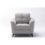 Chaise grise avec coussin moelleux et siège d'une profondeur de 21,5 po, tissu de 39 po, hauteur de dossier de 18 po, ressorts ensachés