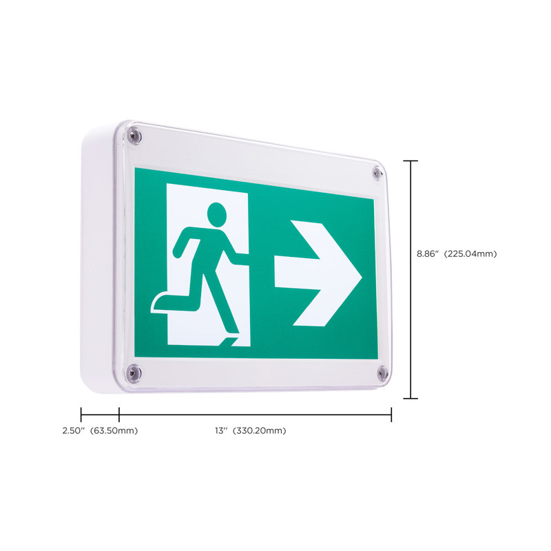 Enseigne de sortie verte Runing Man - 120 / 347V - 2hr de secours - Simple / double face - Fixation universelle - Emplacement mouillé - Température basse