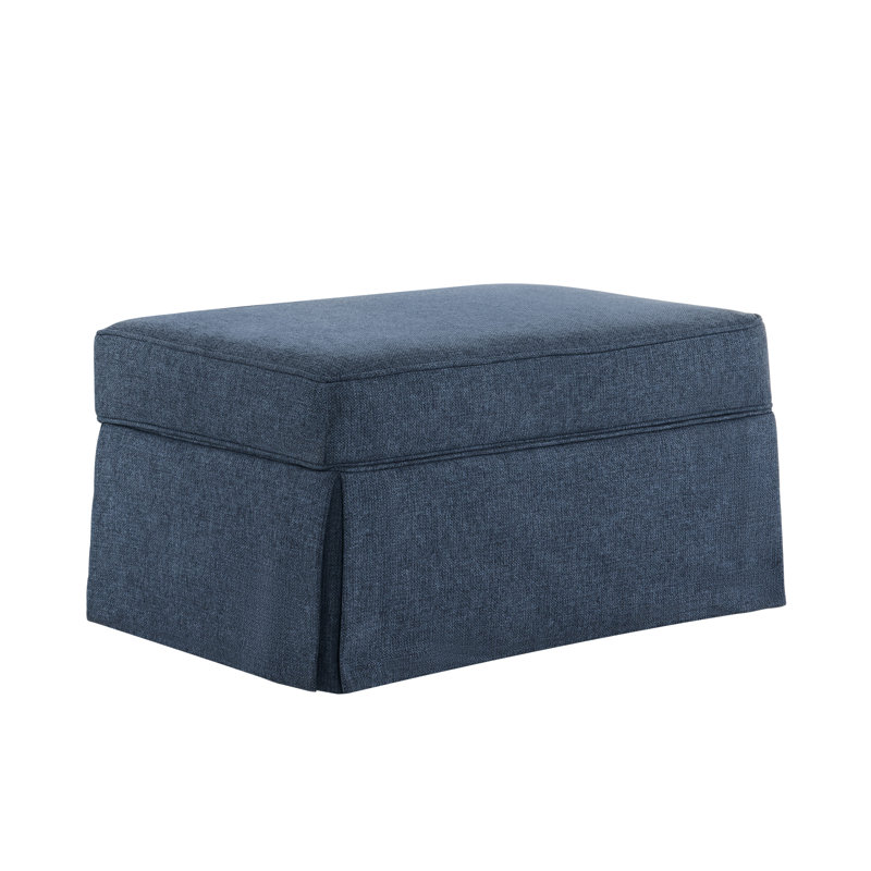 Repose-pieds de rangement rembourré surdimensionné à jupe, Bleu très foncé