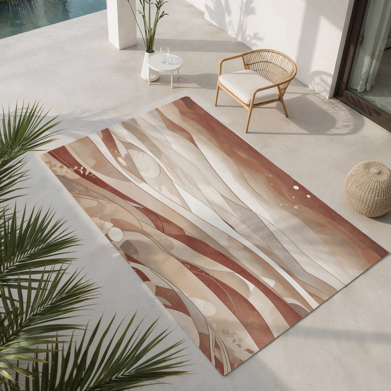 Gilded Ripple Indoor And Outdoor Area Rug, Rectangle 1'6" x 2'6"