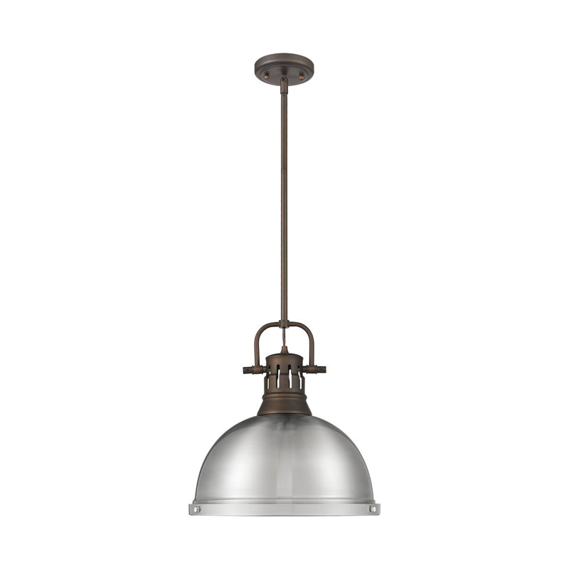 Luminaire suspendu 1 lumière avec tige Bryceton, Étain, Bronze huilé