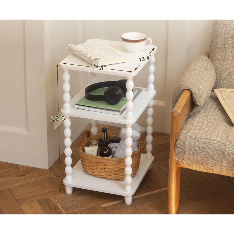 Small 3-Tier Open Shelf Side Table - White (Bedside/Living Room/Bedroom/Office Small Spaces), White