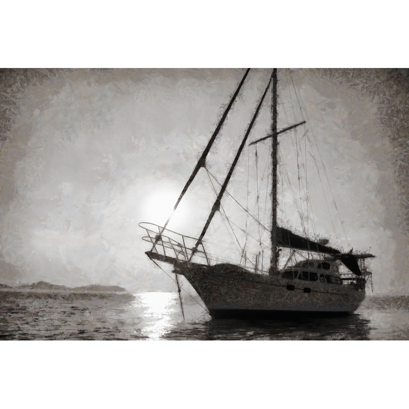 Painted Gray Boat - Wrapped Canvas Art Prints, 30cm H x 46cm W