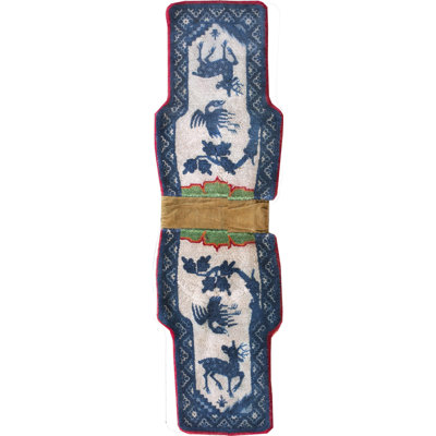 Petit tapis en laine bleu antique ivoire