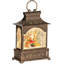 Lanterne boule de neige musicale bronze bronze | Scène de père Noël et renne avec lumières scintillantes (H 9,8 po) à DEL