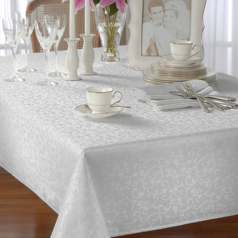 Lenox Opal Innocence Tablecloth, 120" L x 60" W, Platinum