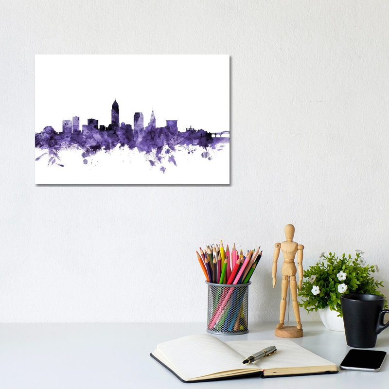 Cleveland, Ohio Skyline by Michael Tompsett - 1 Piece Wrapped Canvas Wall Art, 20.32 cm H x 30.48 cm W