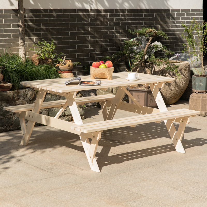 Table de pique-nique en bois Parlington, Beige
