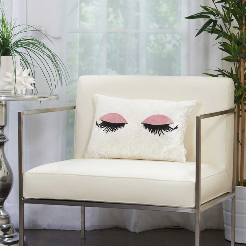  Rectangular Pillow Cover & Insert, Ivory/Pink, 12" H x 18" W x 0.5" D