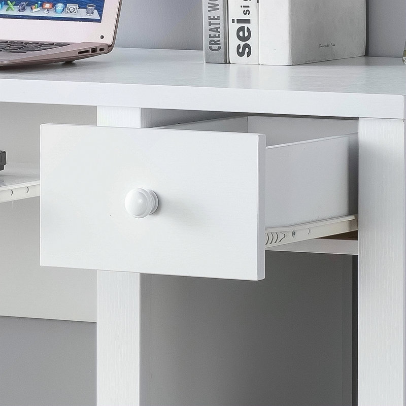 Bureau d'étudiant avec huche Bureau à domicile l 39 po Bureau d'écriture compact Bureau d'ordinateur portable 1 tiroir blanc