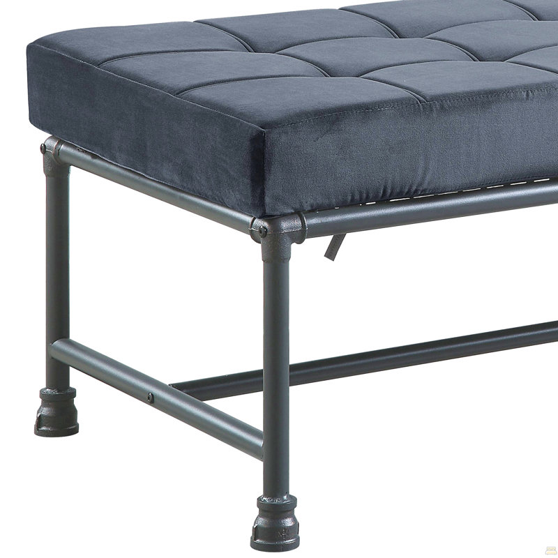 Banc en velours Brantley et finition gris sable