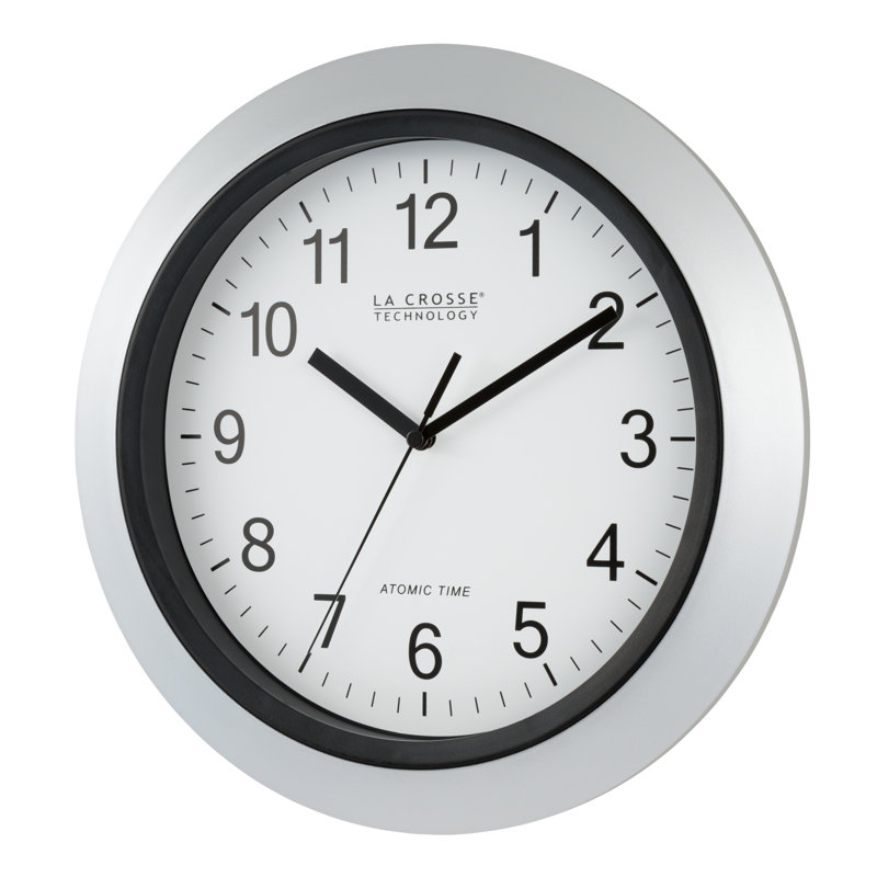 Horloge murale analogique 12 "Weatherby, Argenté