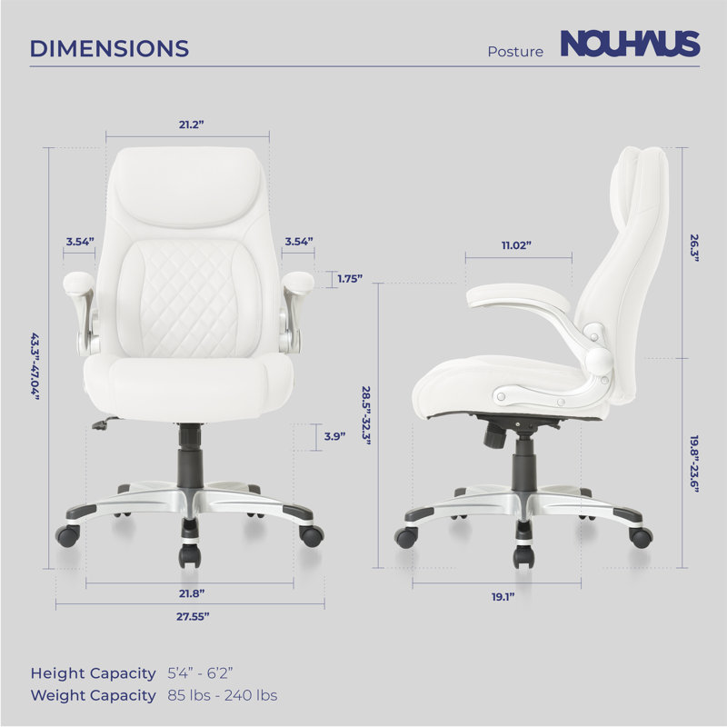 White High Back Ergonomic Leather Executive Swivel Chair