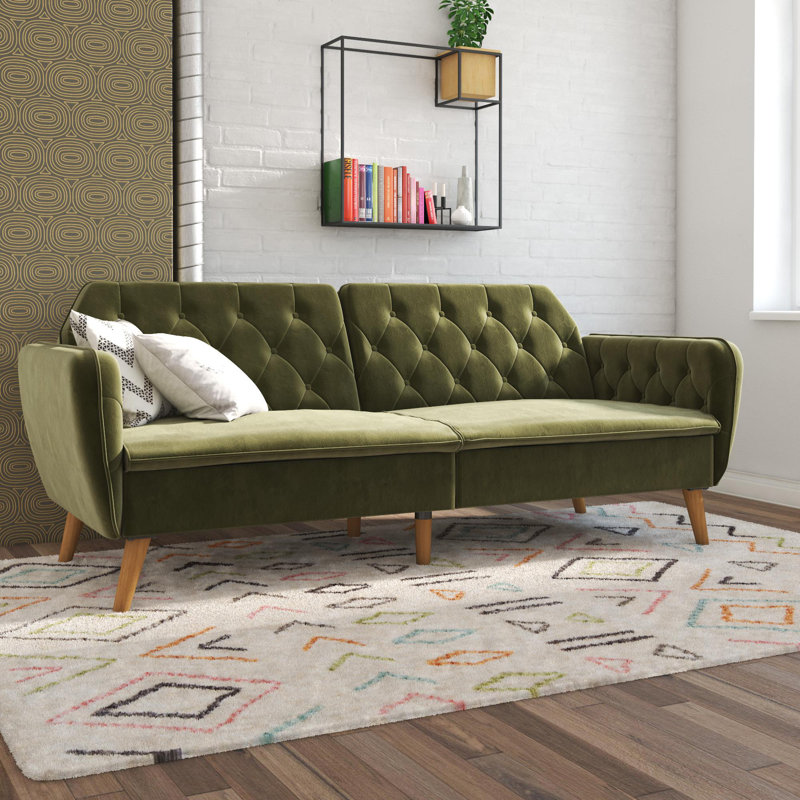 Tallulah Memory Foam Futon, Green Velvet