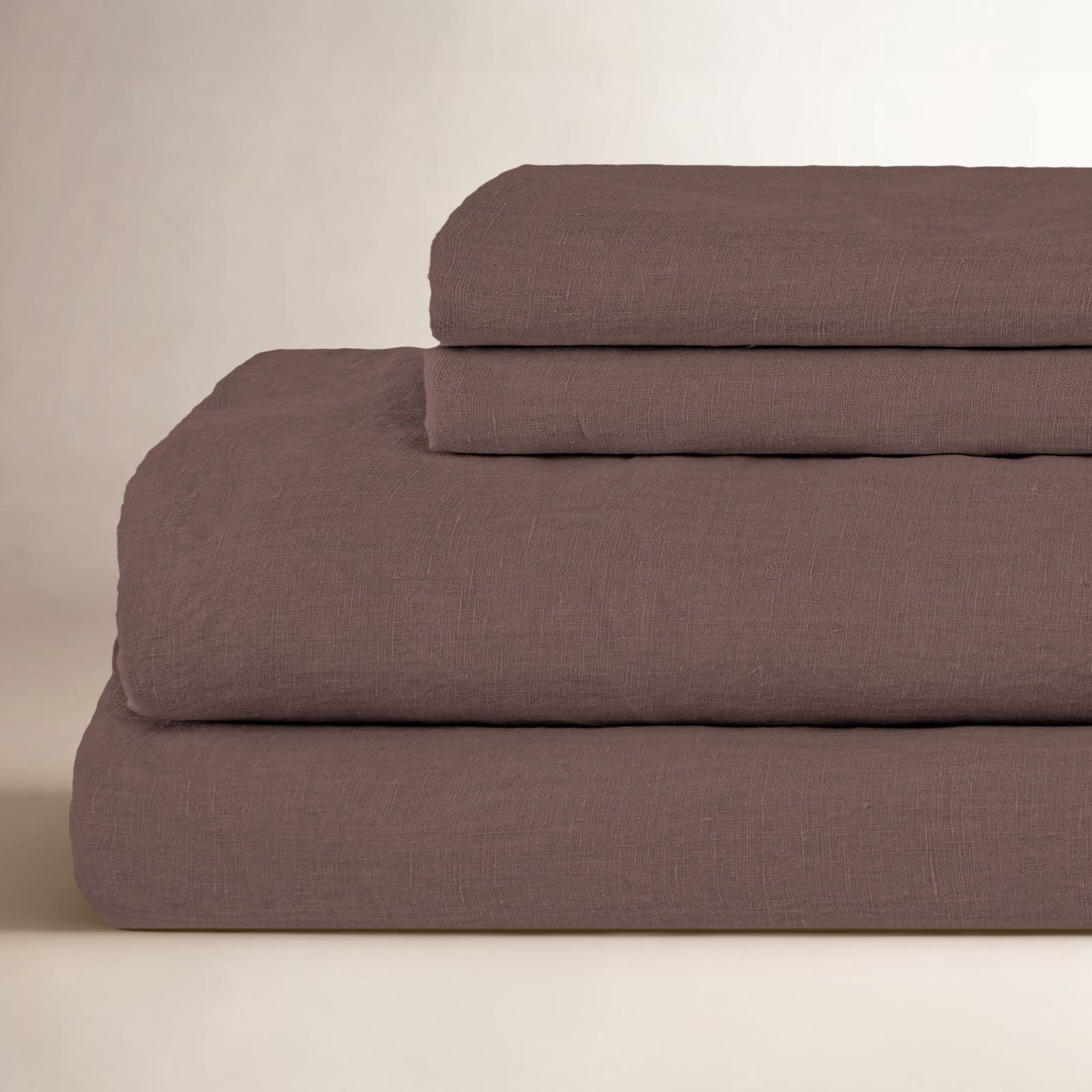 100% French Linen Sheet Set, Clove, Twin XL Sheet Set with 1 Pillowcase