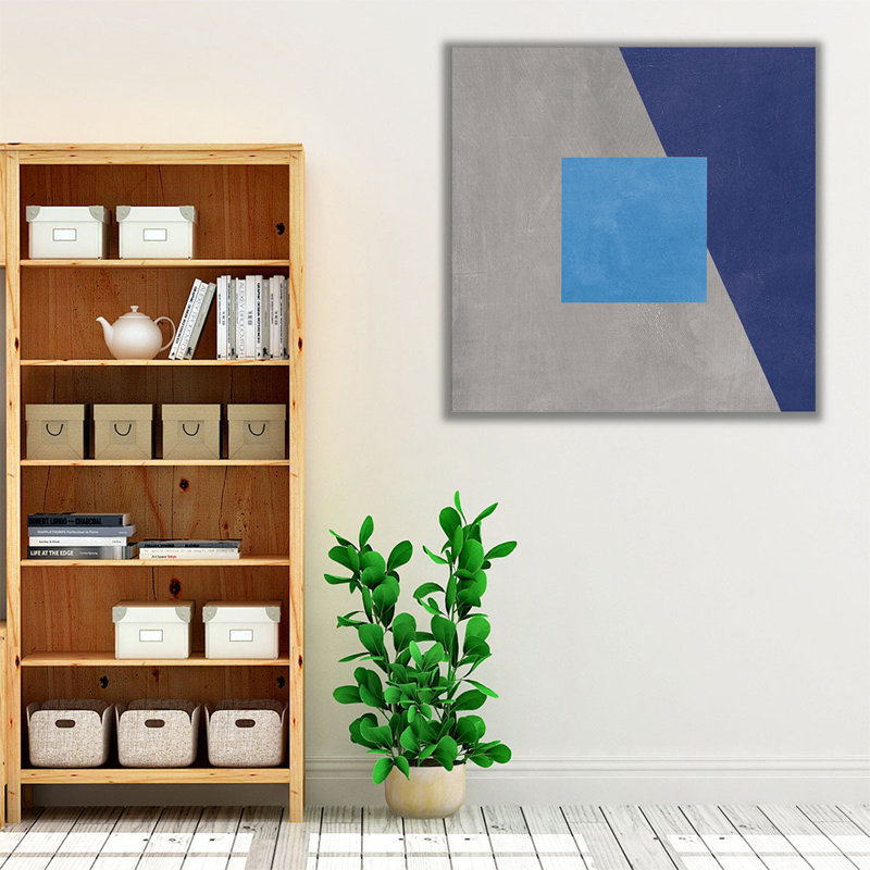 «Azure Blue Silk Abstract II», reproduction d'art sur toile, H 30 po x l 30 po