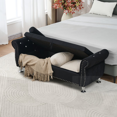 Banc de rangement rembourré avec 1 coussin