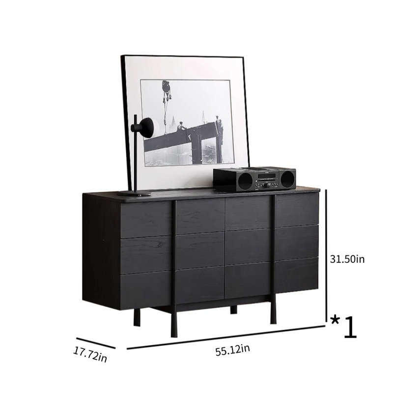Armoire décorative en bois massif Log Wind, Noir