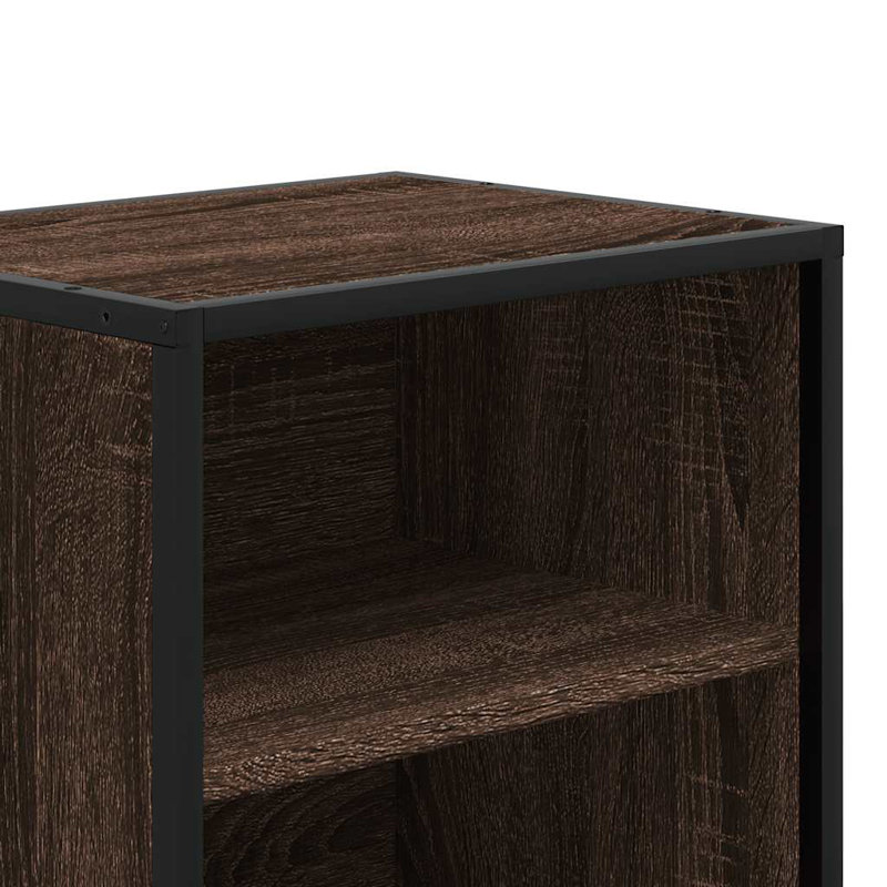40cm W Metal Bedside Table, Brown Oak, 2