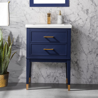 Deon 24'' Single Bathroom Vanity with Porcelain Top
