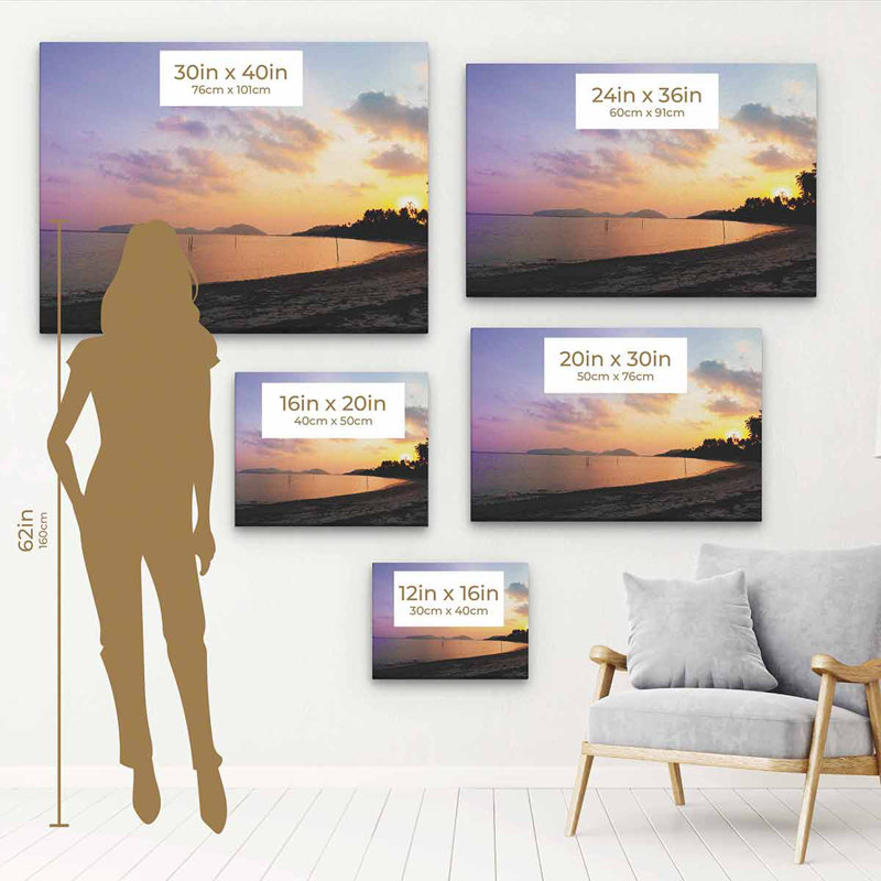 Wapella, plage jaune, art mural sur toile 0338, H 12 po x l 16 po x P 1,25 po, Cadre flottant noir