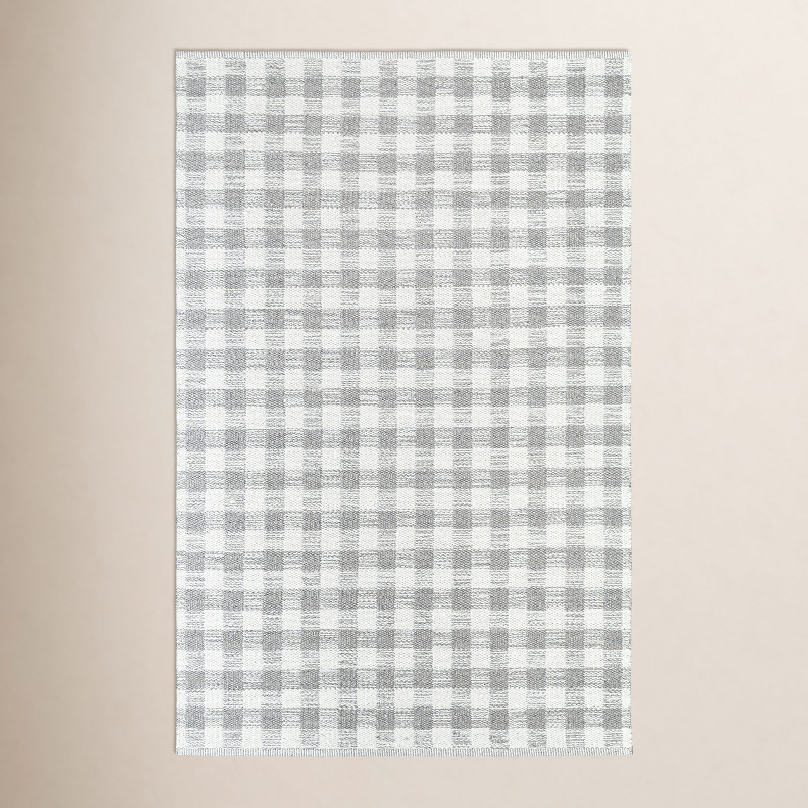Lavande Hand-Woven Plaid Gray Wool Rug, Rectangle 5' x 7'6"