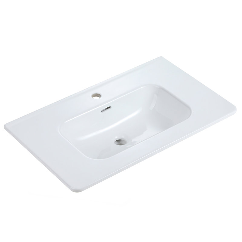 Integrated White Ceramic Basin, Drain Not Included
