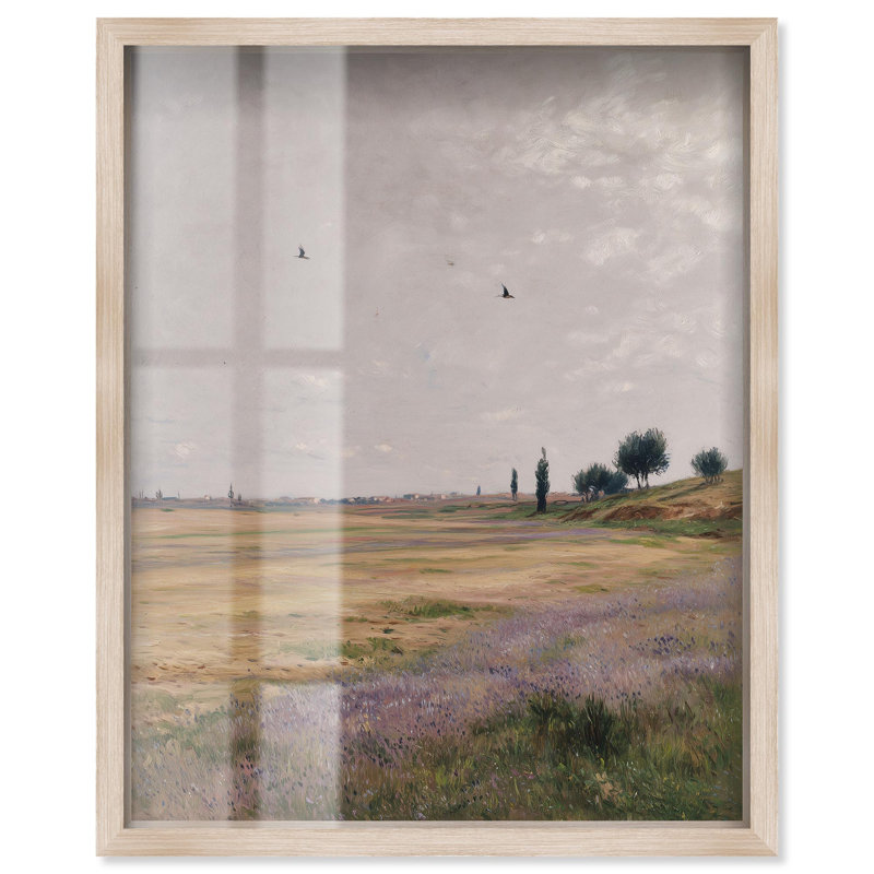 «Late Summers Day I Coastal Decor Shadowbox» par Art Remedy, H 21 po x l 17 po, Crème, crème