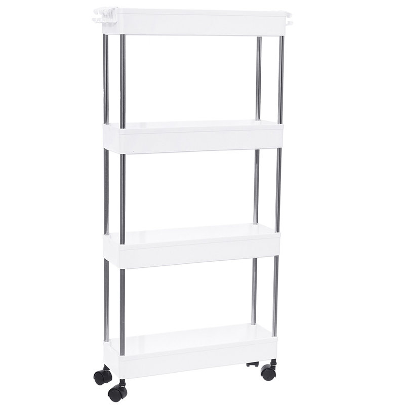 White Aluminum and Plastic 4-Tier Rolling Utility Cart