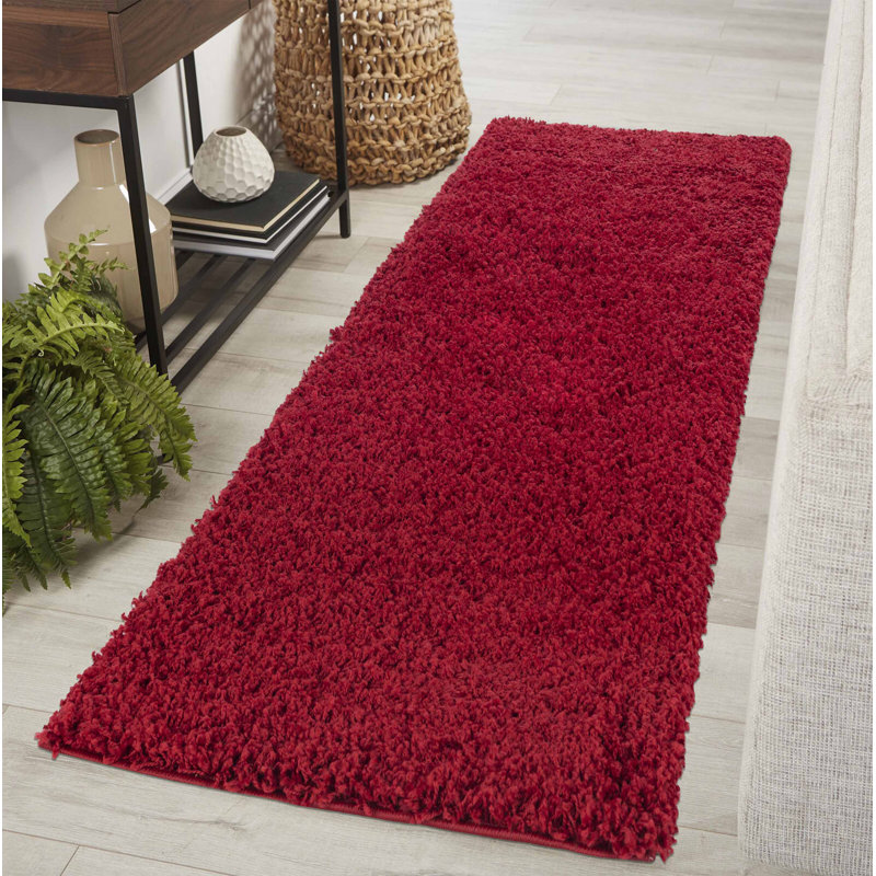 Esterly Solid Colour Shag Area Rug, Runner 60 x 220cm