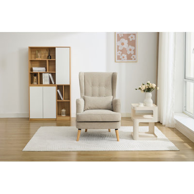 Upholstered Chenille and Plain Weave / Muslin Wingback Chair