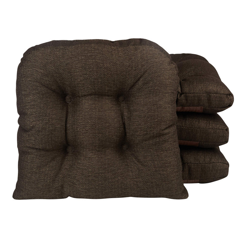 Non-Slip Dining Room And Kitchen Seat Cushions, 15 X 15 X 3 Inches, Set of 4, Chestnut