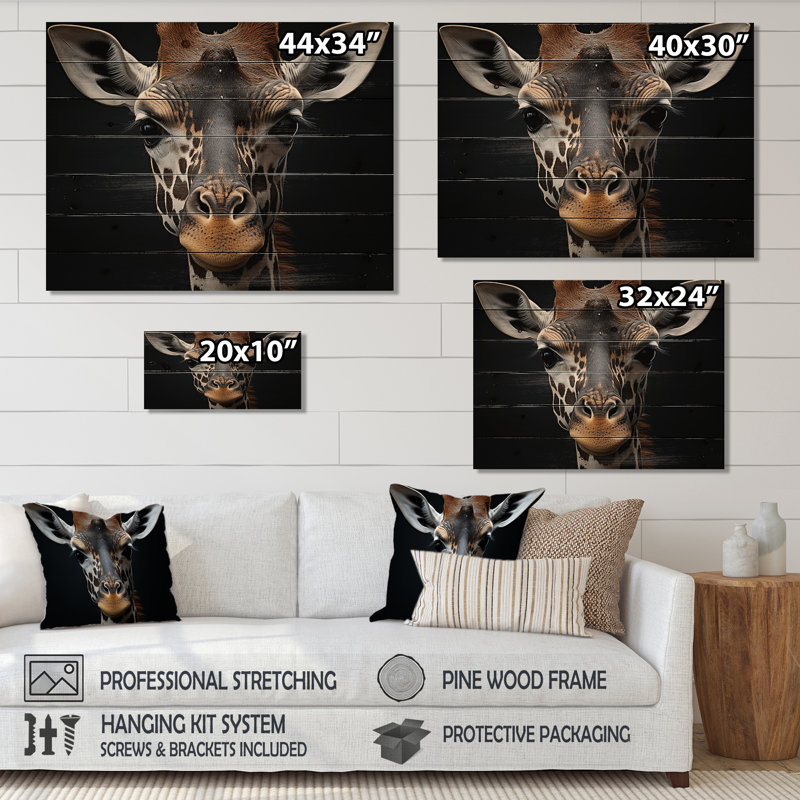 Jeanine - Animaux, reproduction sur bois de pin naturel, H 34 po x l 44 po