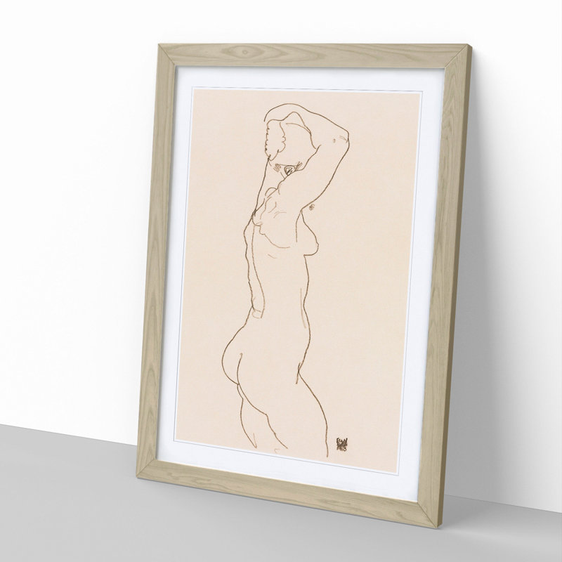 Study of a Naked Woman Vol.1 by Egon Schiele - Framed Print, 36cm H x 27cm W x 2cm D, Oak Framed