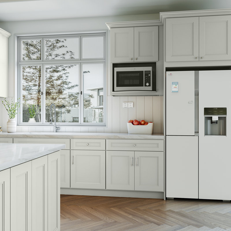 Armoire de cuisine en bois massif prêt à assembler Sinber, 33", Double shaker Laguna Grey